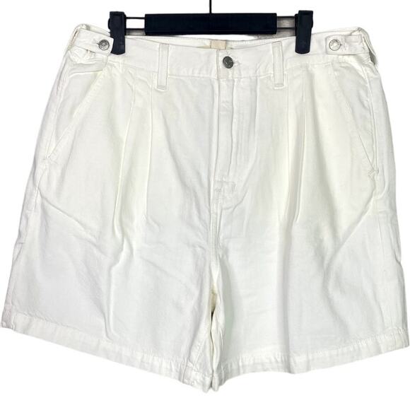 Madewell Pants - NWT Madewell High Rise 90s Pleated Cotton Jean Shorts Slash Pockets 31 White